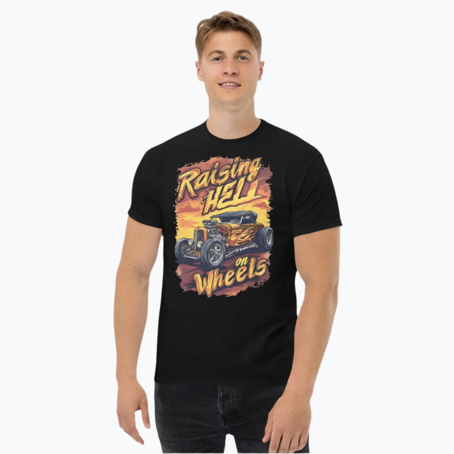 Raising Hell on Wheels Hot Rod Graphic Tee