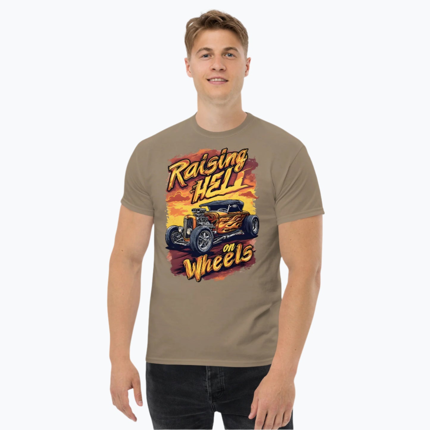 Raising Hell on Wheels Hot Rod Graphic Tee