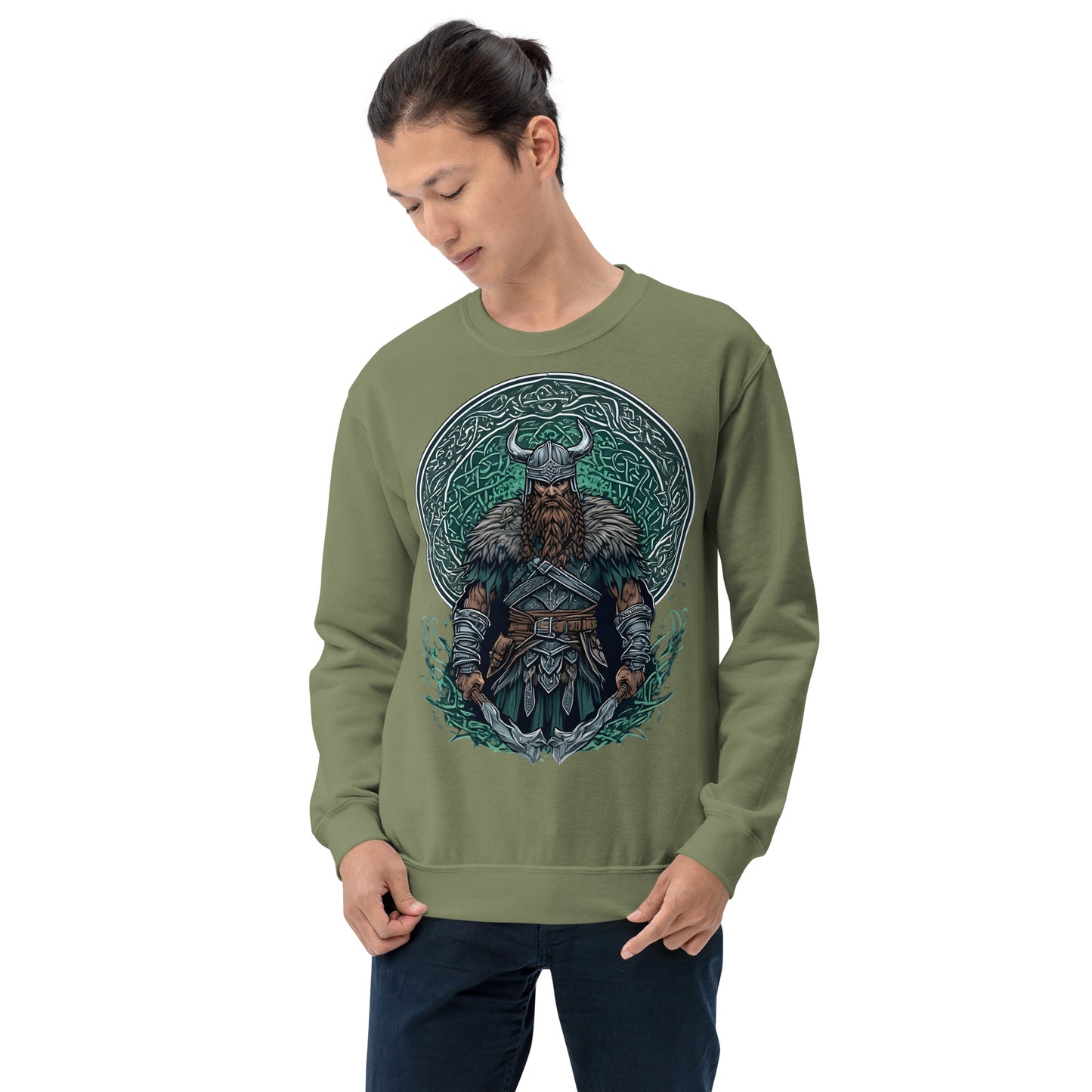 Norse Viking Warrior Graphic Crewneck Sweatshirt