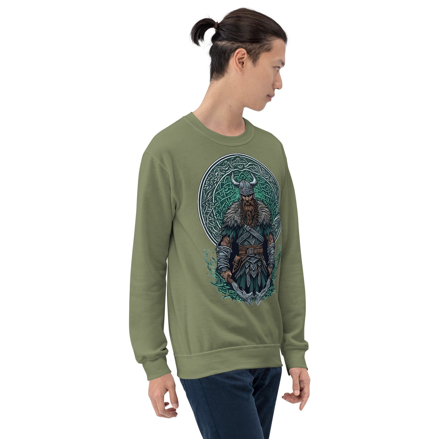 Norse Viking Warrior Graphic Crewneck Sweatshirt