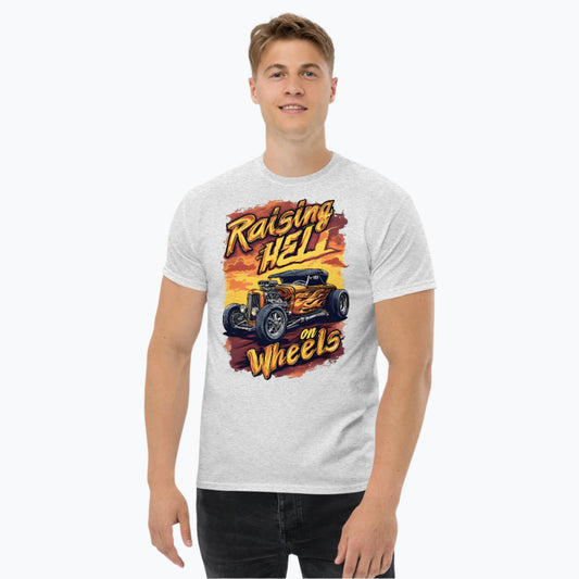 Raising Hell on Wheels Hot Rod Graphic Tee