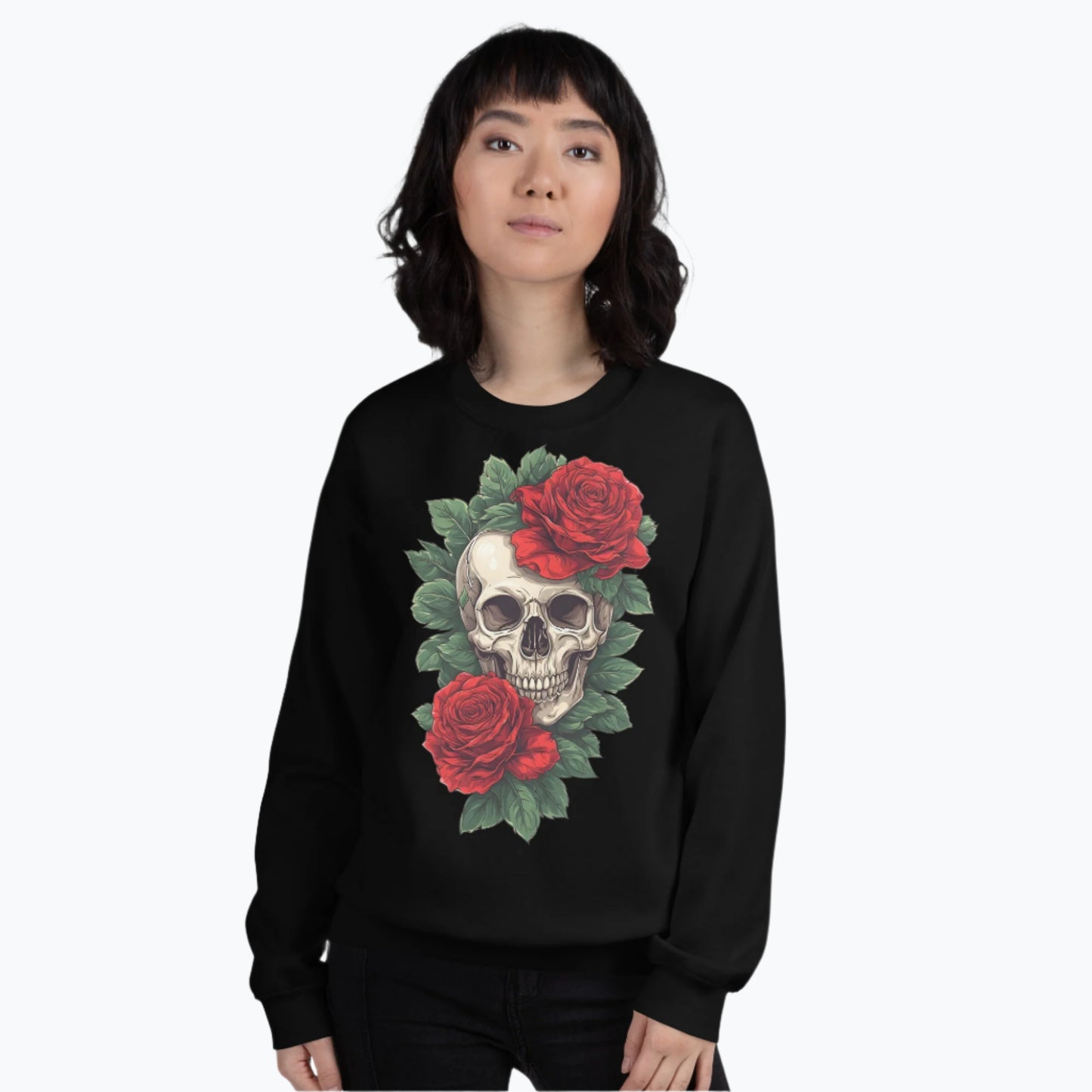 Skull & Roses Tattoo Art Crewneck Sweatshirt